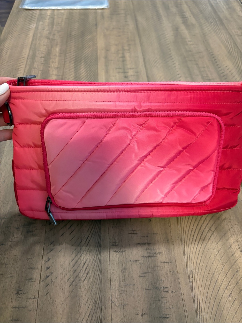 THINK ROYLN Quilted Pink Puffer Crossbody Bag